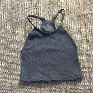 Gray Ribbed Crop Top